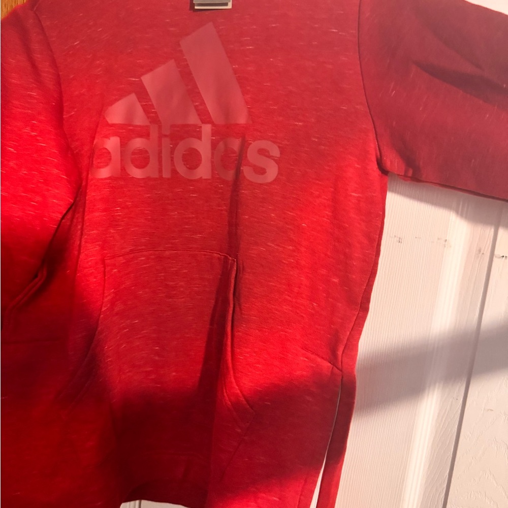 Adidas Red Hoodie Sporty Sweatshirt Design